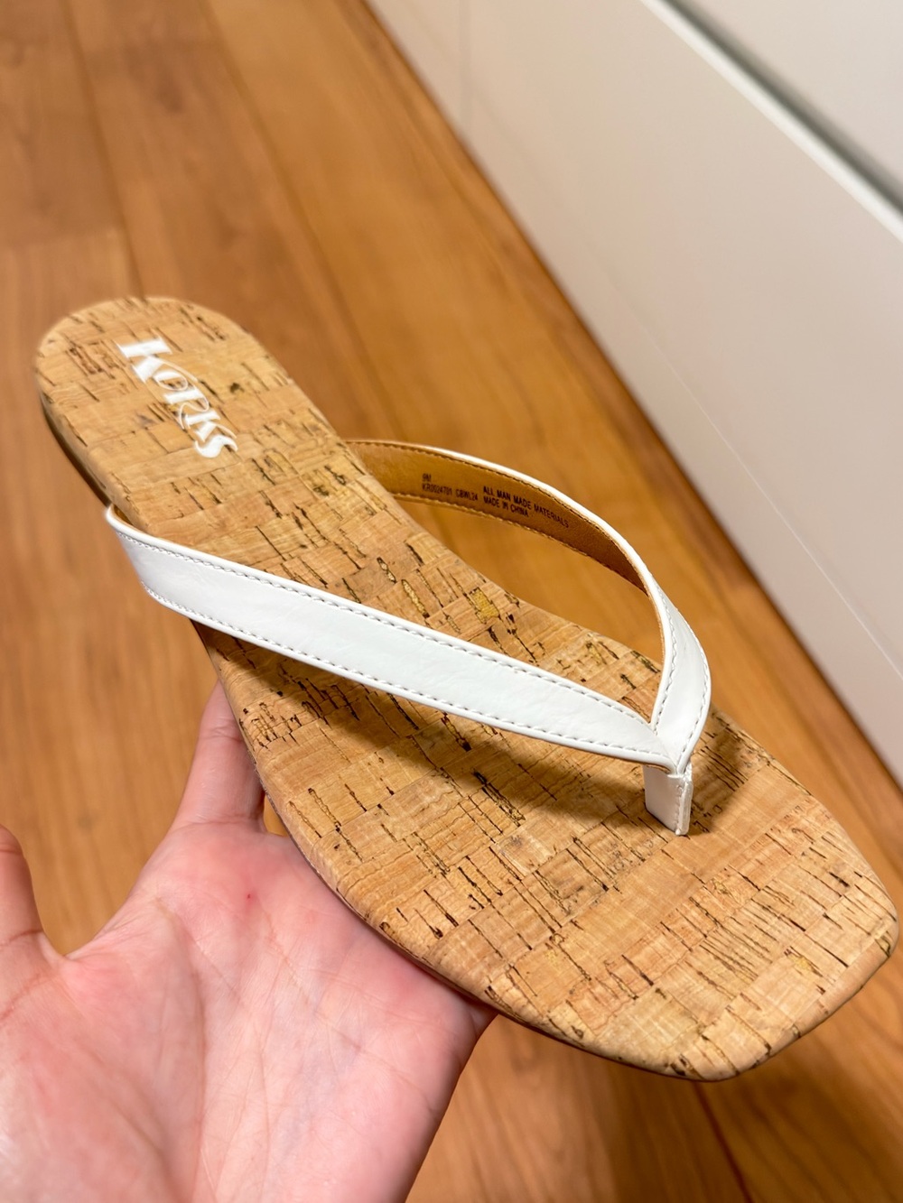 Korks Winnie White Cork-Style Women's Flip Flop Sandal